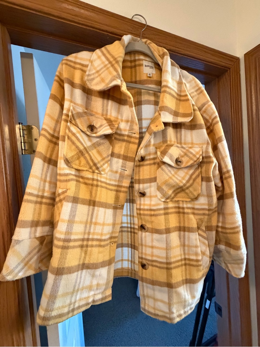 Kensie Yellow Plaid Flannel Jacket